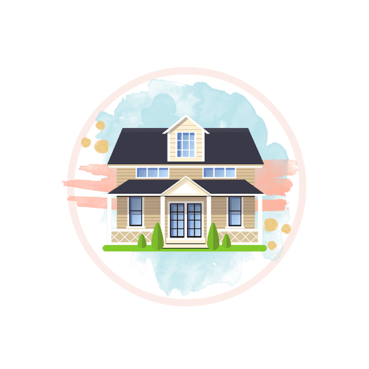 Illustration of a house representing move-in/out cleaning services in Copenhagen.