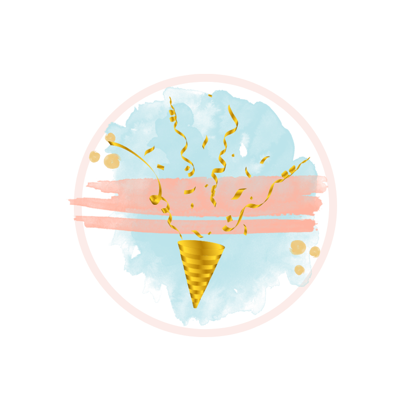 Colorful party illustration with a confetti cone and decorative elements, symbolizing celebration and events.