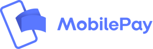 Logo of MobilePay with a smartphone icon, representing a digital payment solution.
