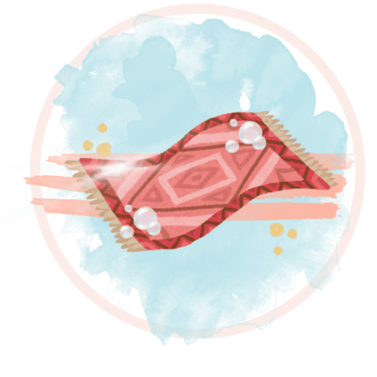 Illustration of a carpet with bubbles, representing professional carpet cleaning in Copenhagen.