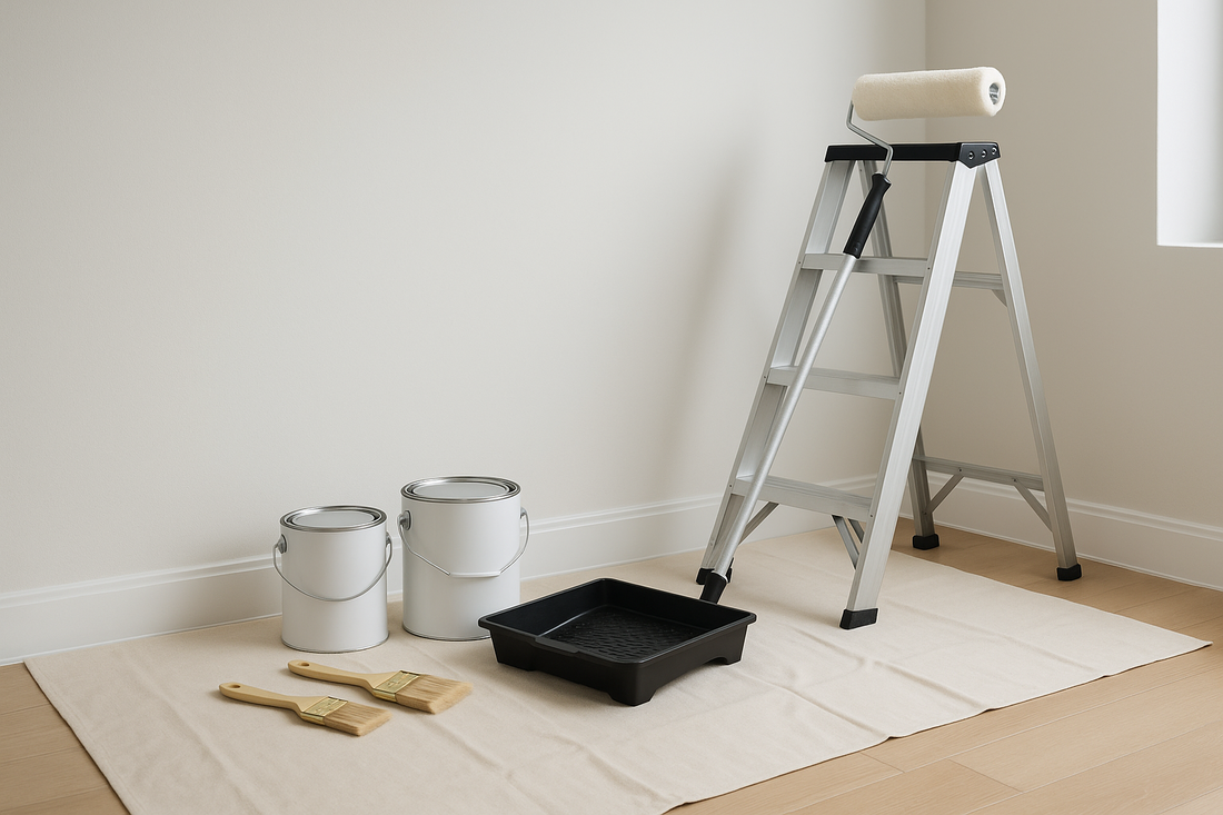 How to Get Your Full Deposit Back by Painting Before You Move Out in Denmark with painting supplies and tools.